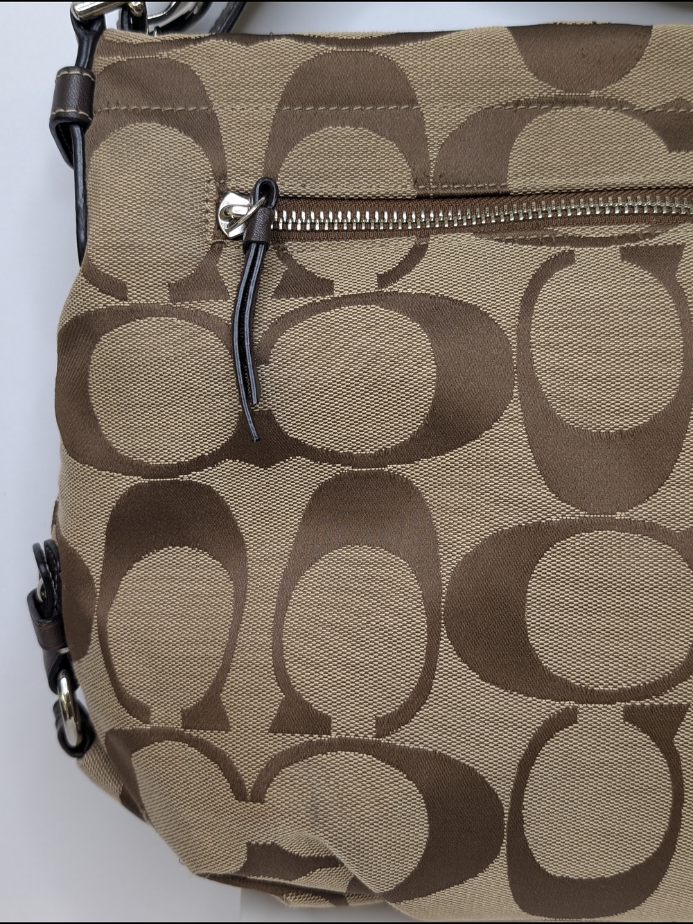 Coach Brown Signature C Jacquard Shoulder Hobo Bag F15067 - Picture 6 of 14